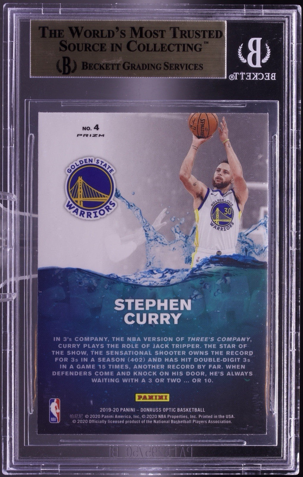 2019-20 Panini Donruss Optic Splash Gold Wave Steph Curry #4 BGS 9.5 Gem Mint