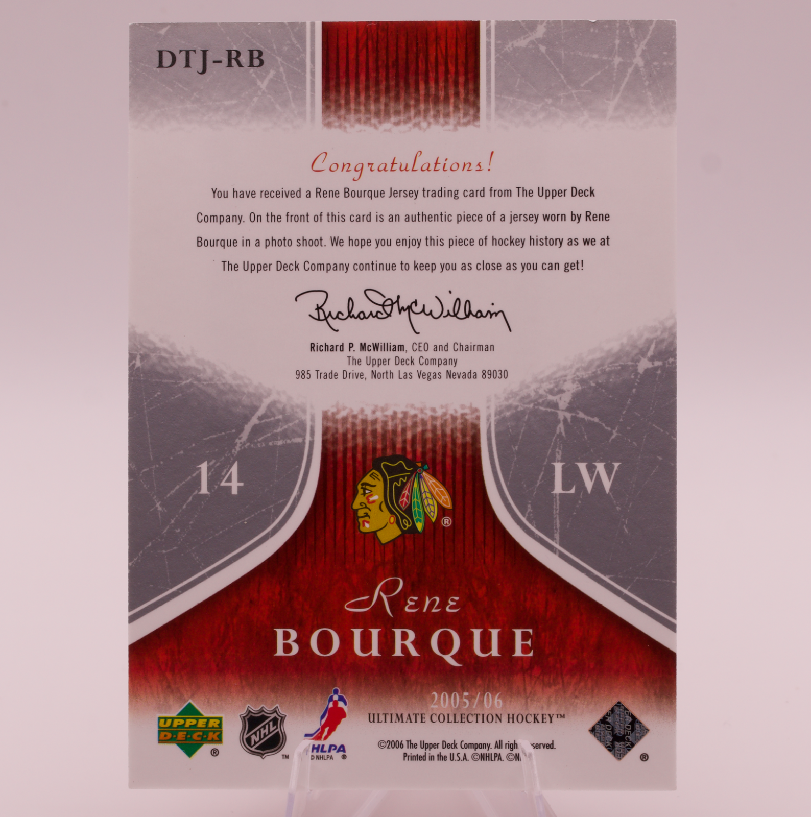 2005-06 Upper Deck Ultimate Collection Rene Bourque Debut Threads Jersey /250