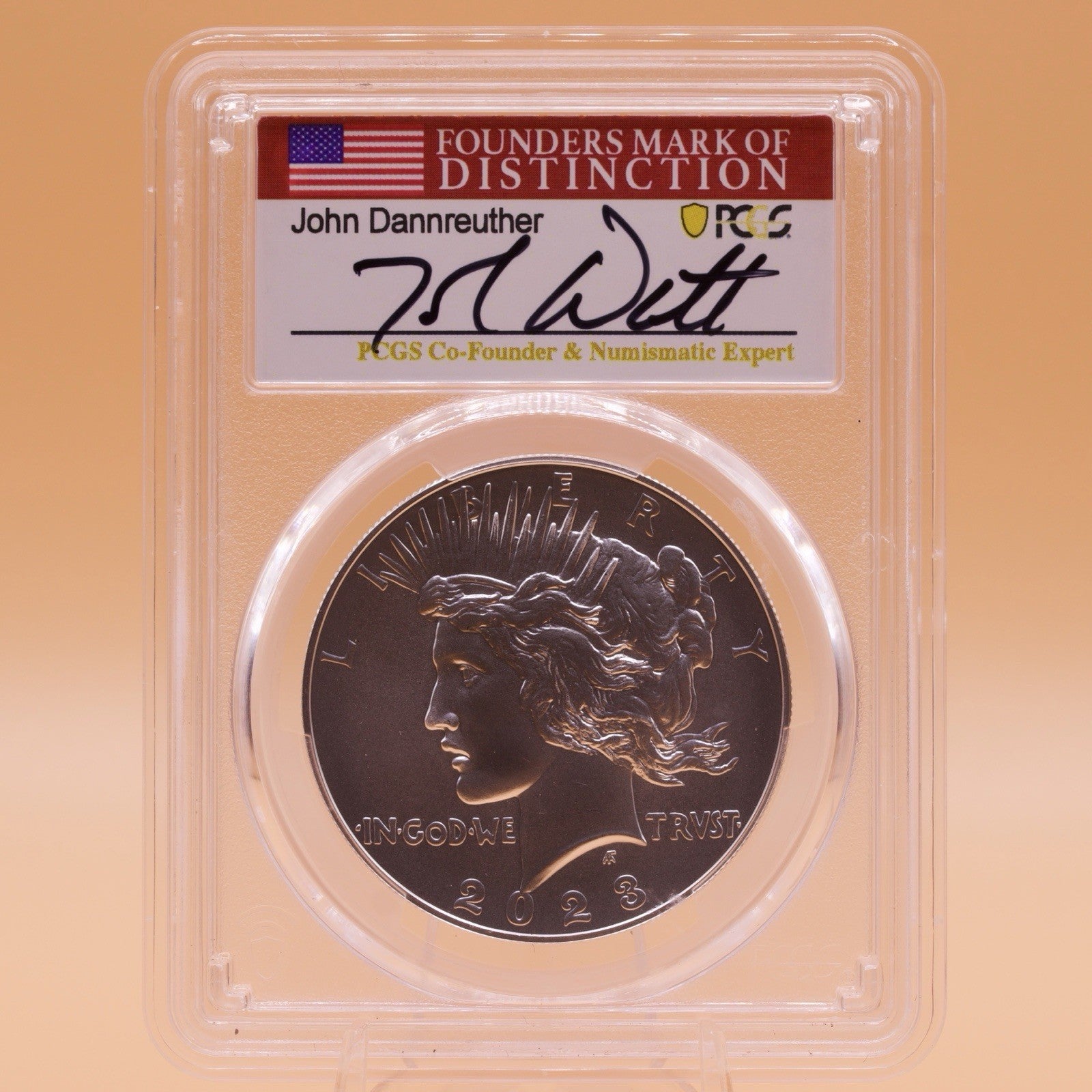 2023 Peace Dollar PCGS MS70 Advanced Release  John Dannreuther Signed Label
