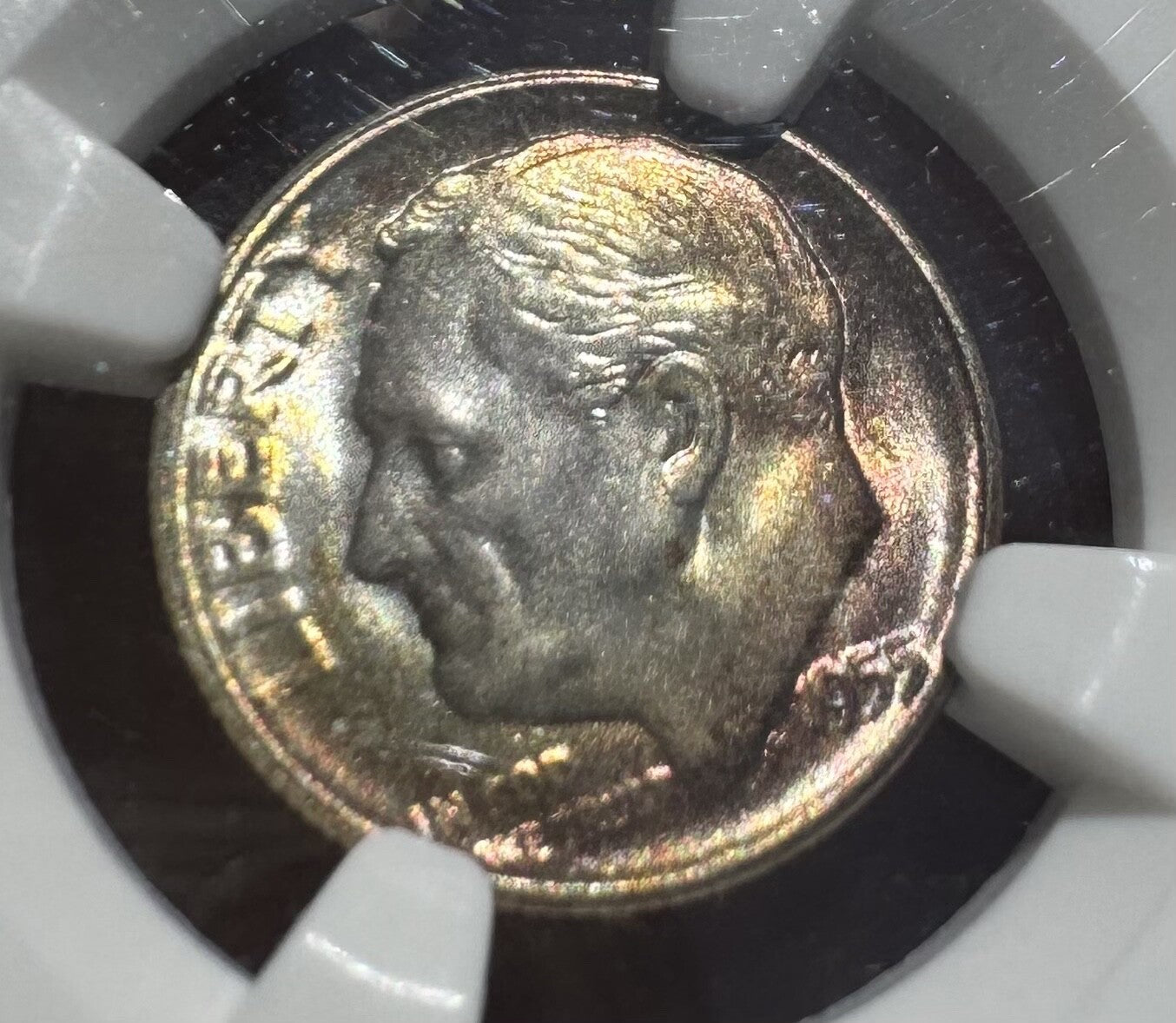 1955-S Roosevelt Dime MS66 NGC • Vibrant Obverse Toning • San Francisco Mint Gem