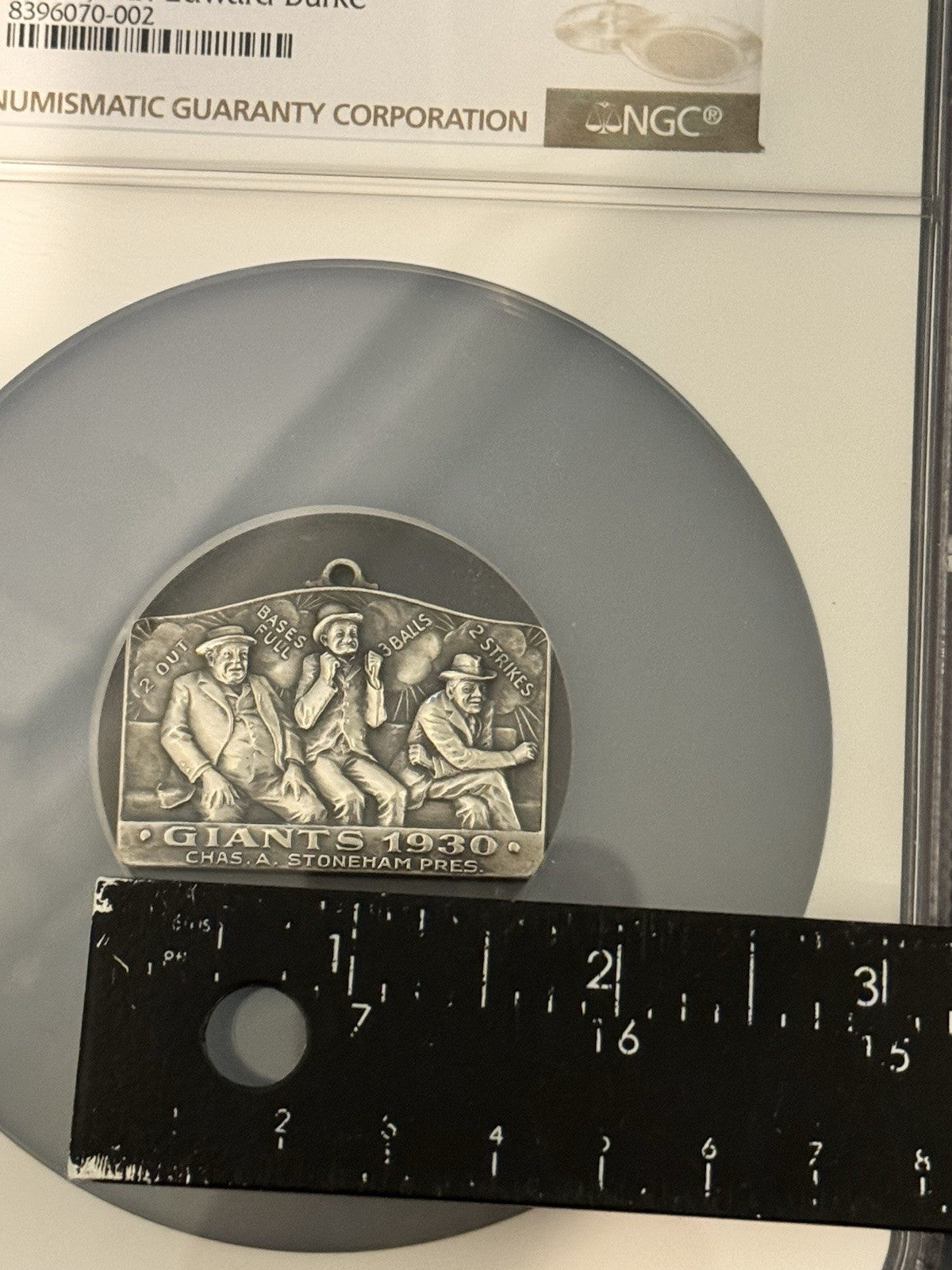 1930 New York Giants Sterling Silver Season Pass Edward Burke Lambert Bros NGC