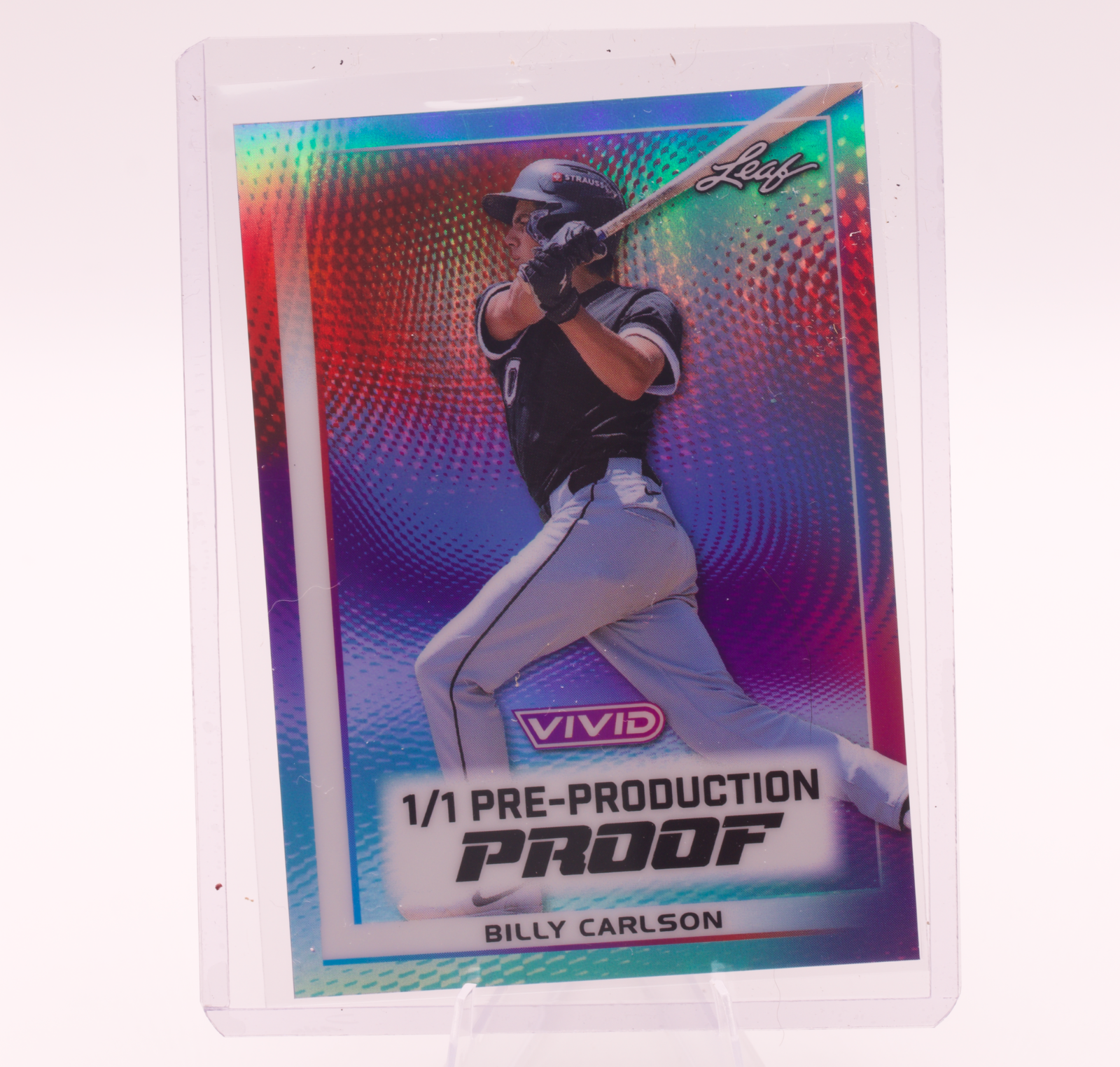 2026 Leaf Vivid Billy Carlson 1/1 Pre-Production Proof White Sox Prospect Card