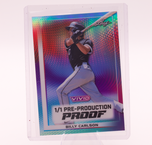 2026 Leaf Vivid Billy Carlson 1/1 Pre-Production Proof White Sox Prospect Card