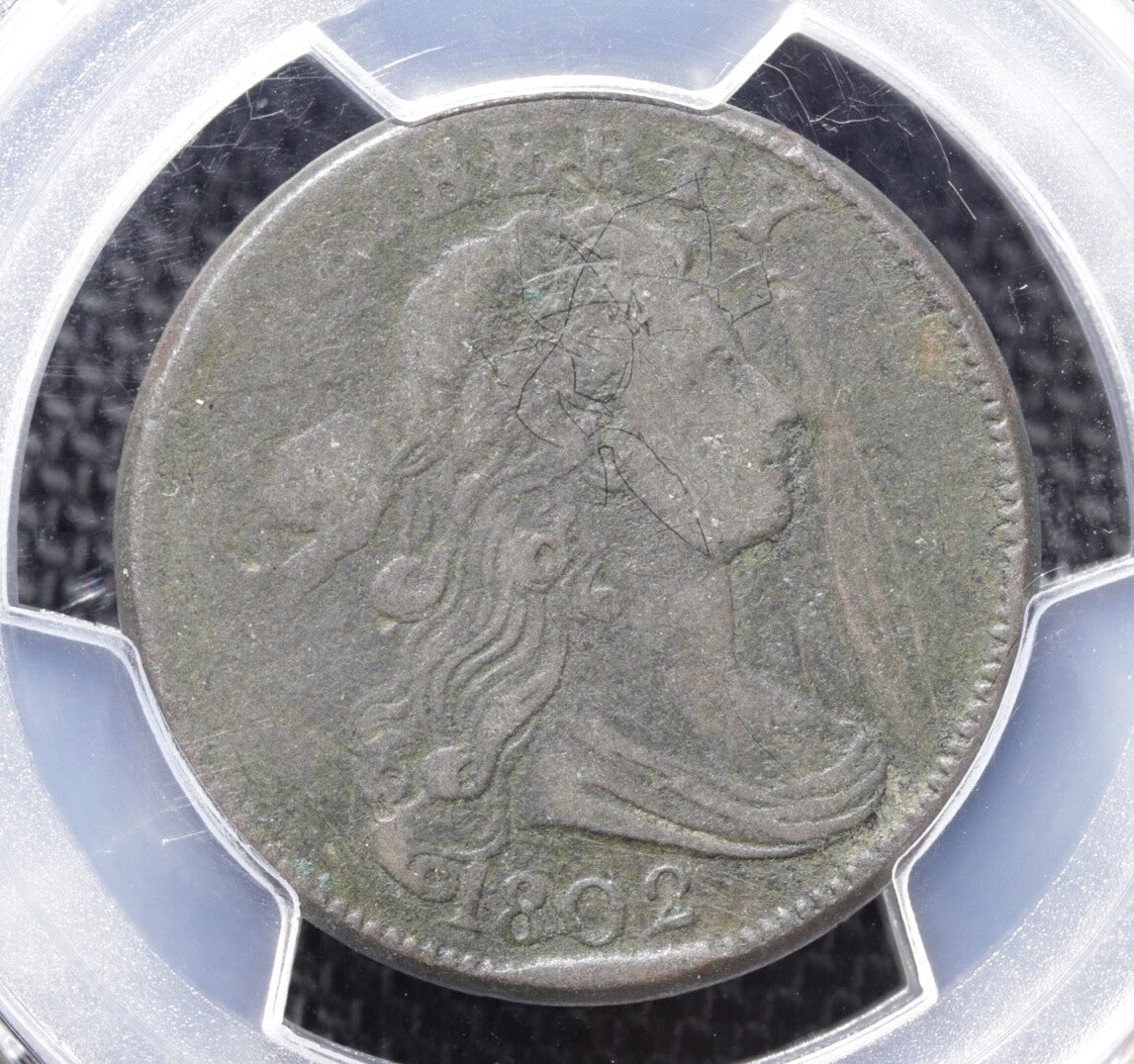 1802 Draped Bust Large Cent PCGS VF Detail Corrosion Early Copper Penny 1C Coin