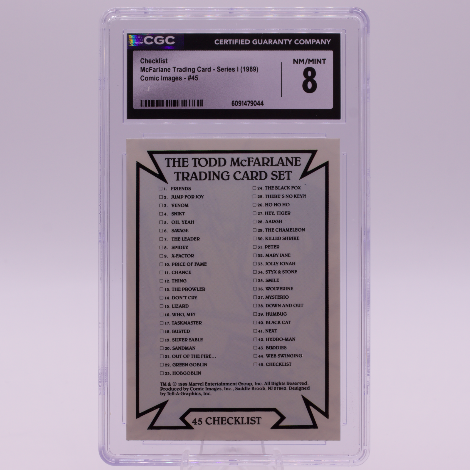 1989 McFarlane Comic Images Checklist #45 CGC 8 NM/MINT Marvel Trading Card