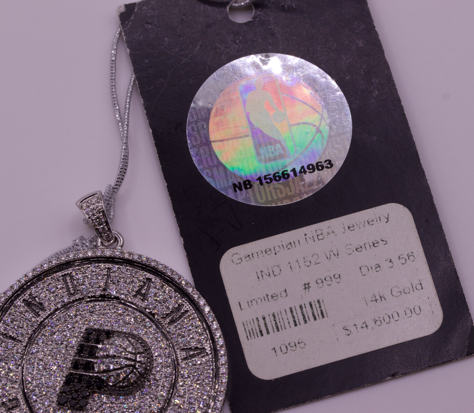 Indiana Pacers NBA Gameplan 14K White Gold Diamond Pendant 3.56ctw