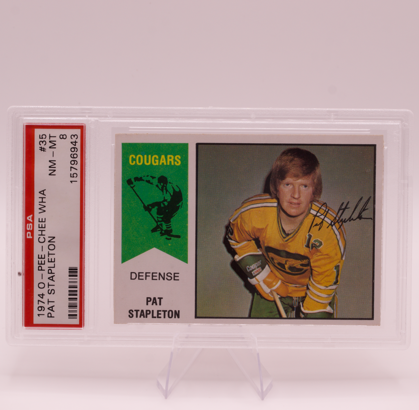 1974 O-Pee-Chee WHA Pat Stapleton #35 PSA 8 NM-MT Chicago Cougars Hockey
