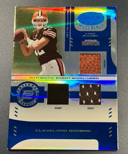 2004 Leaf Certified Luke McCown RC • Mirror Blue Triple Relic /50 Helmet