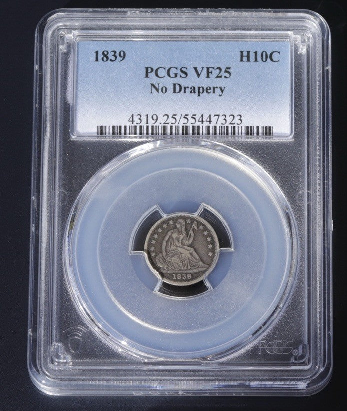 1839 Seated Liberty Half Dime VF25 PCGS • No Drapery • First-Year Type