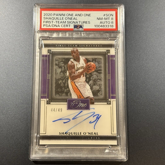 2020 Panini One & One Shaquille O’Neal Auto /49 • PSA 8 • Lakers HOF Legend
