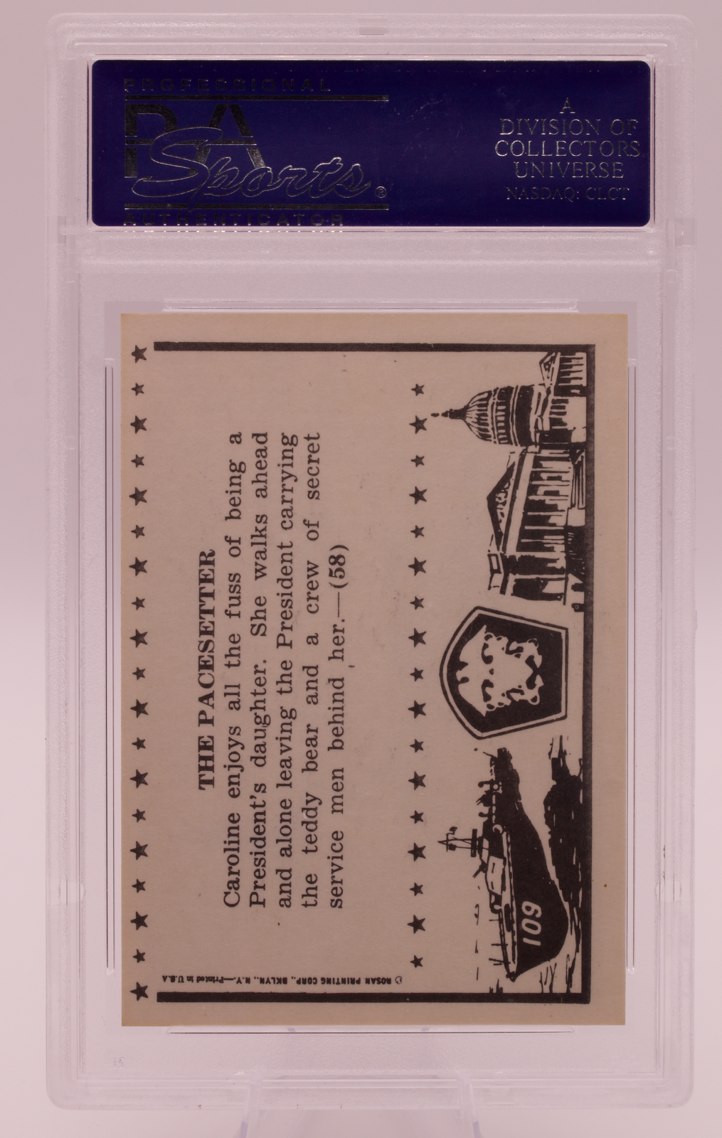 1963 Rosan John F. Kennedy No. 58 The Pacesetter PSA 9 MINT JFK Card