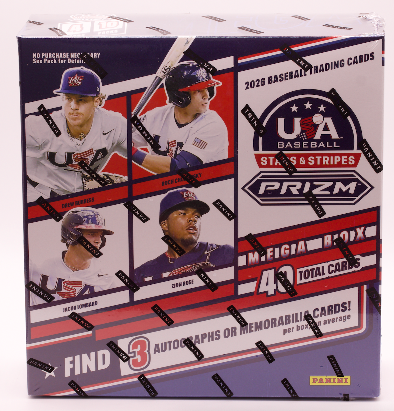 2026 Panini Prizm USA Baseball Stars & Stripes Mega Box Sealed 3 Autos Relics