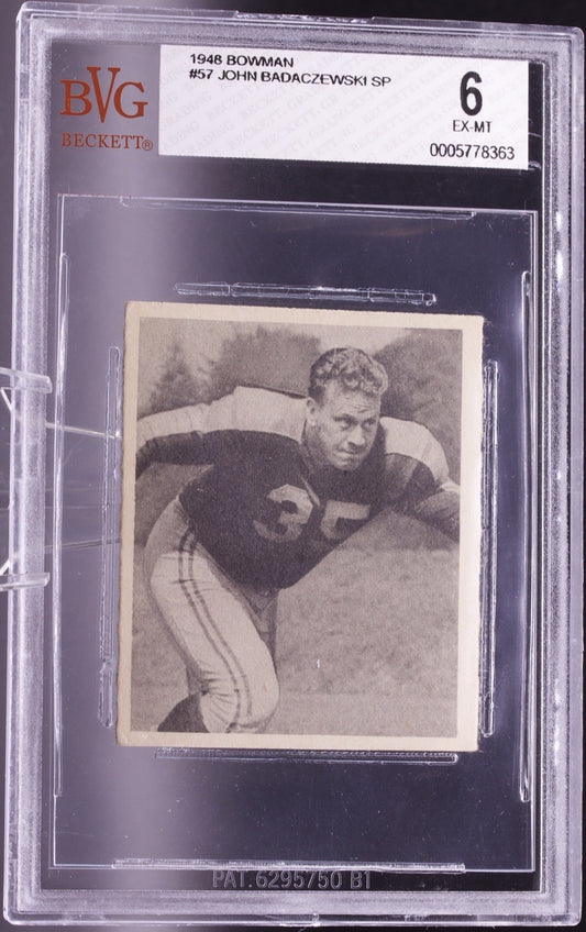 1948 Bowman Football #57 John Badaczewski SP Short Print RC BVG 6 EX-MT Rare