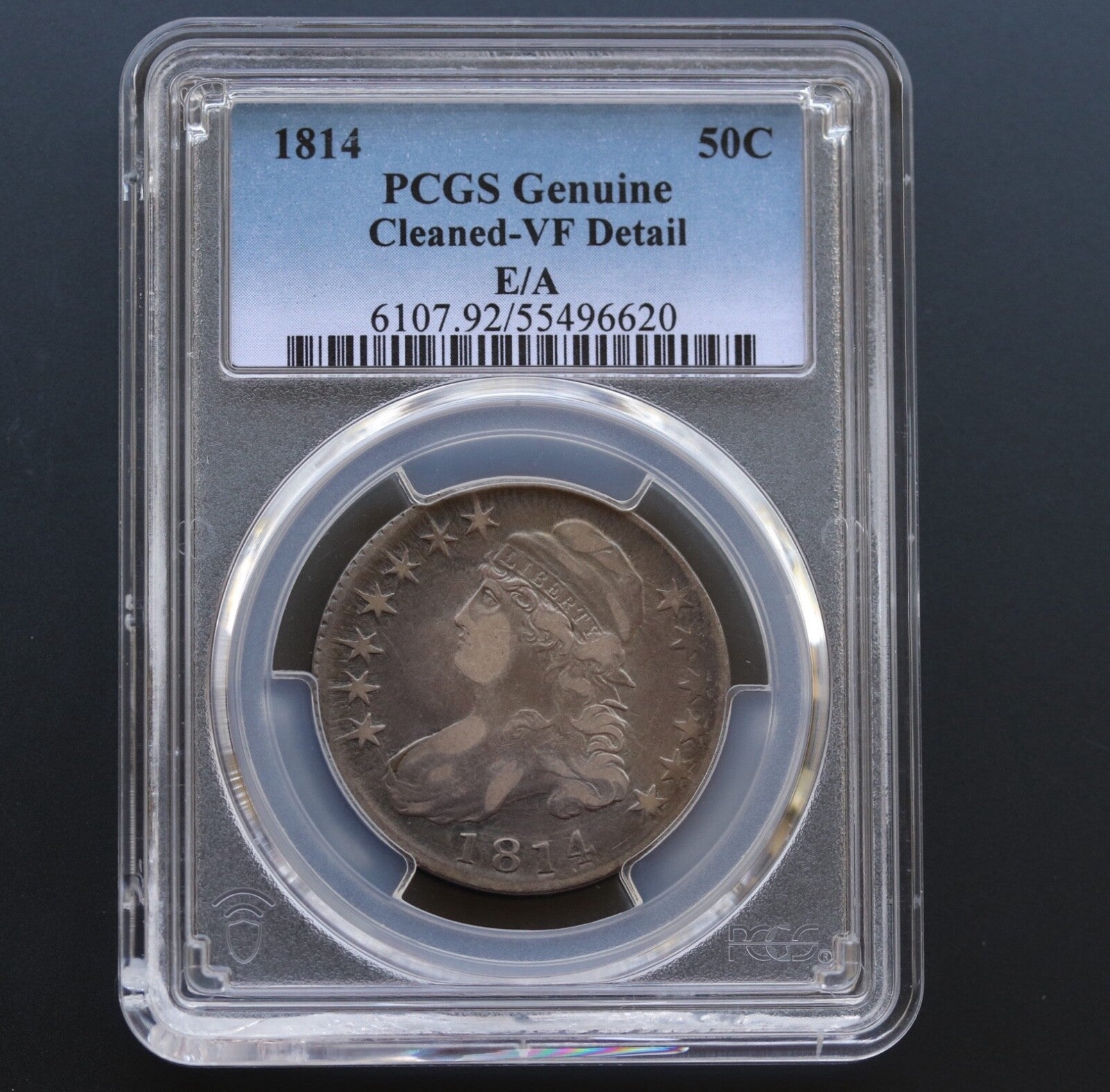 1814 Capped Bust Half Dollar E/A STATES VF Details PCGS Cleaned O-108a R1 50C