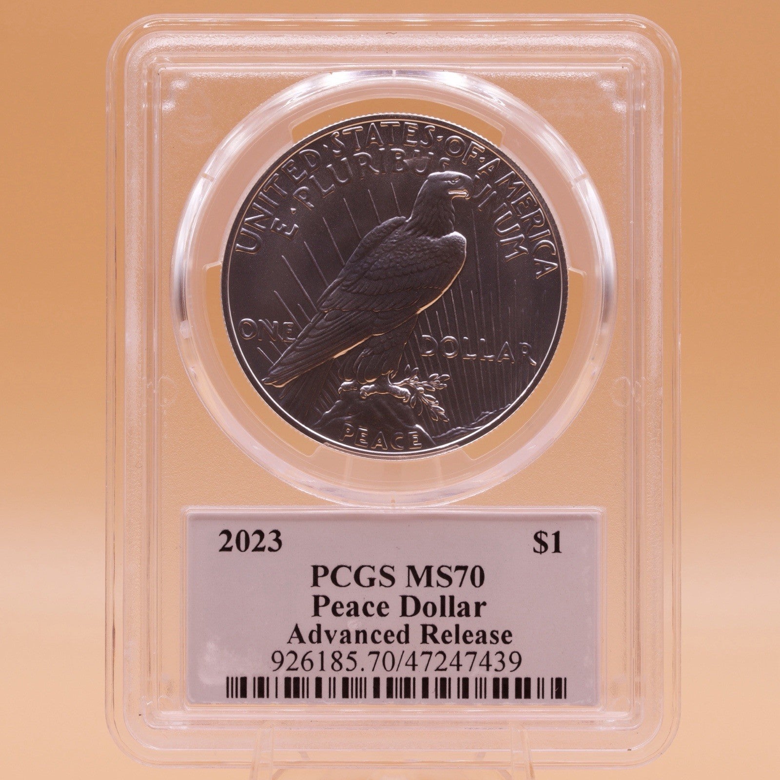 2023 Peace Dollar PCGS MS70 Advanced Release  John Dannreuther Signed Label