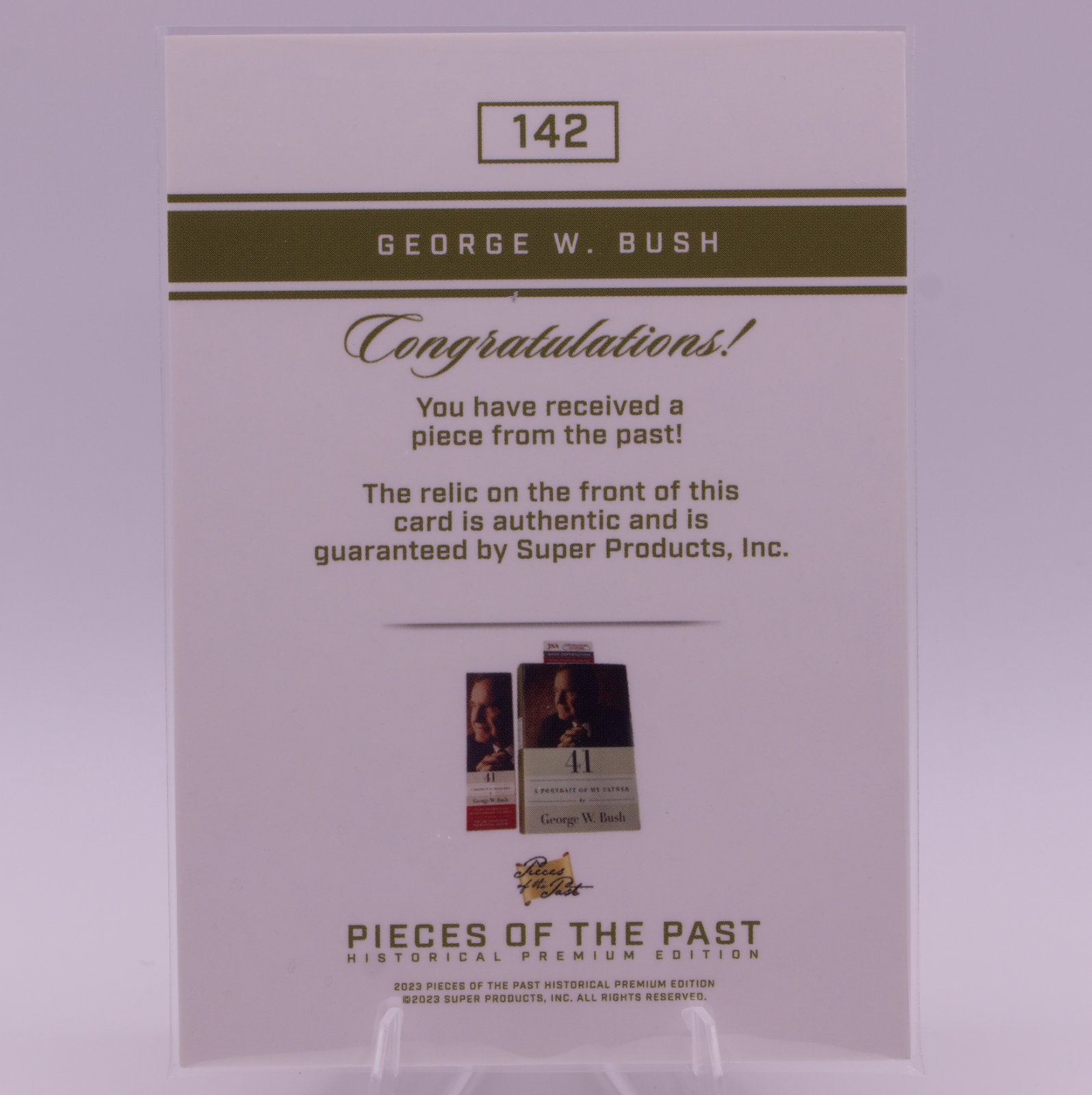 George W Bush Authentic Relic Card /10 Pieces of the Past #142 43rd President