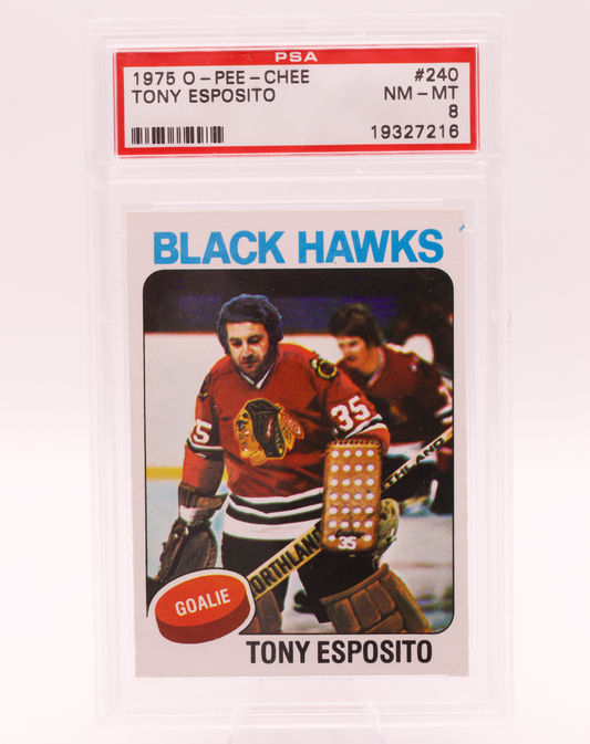 1975 O-Pee-Chee #240 Tony Esposito PSA 8 NM-MT Chicago Blackhawks HOF Goalie