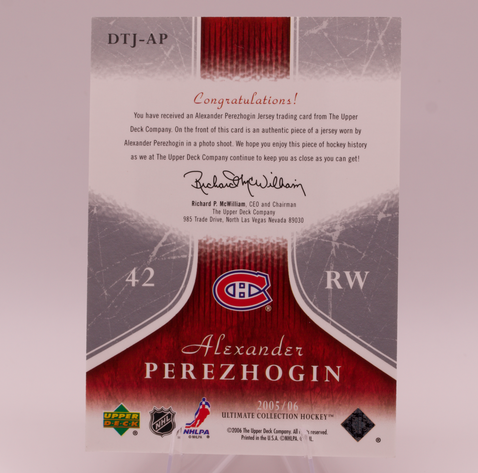 2005-06 Ultimate Collection Alexander Perezhogin Debut Threads Jersey /250