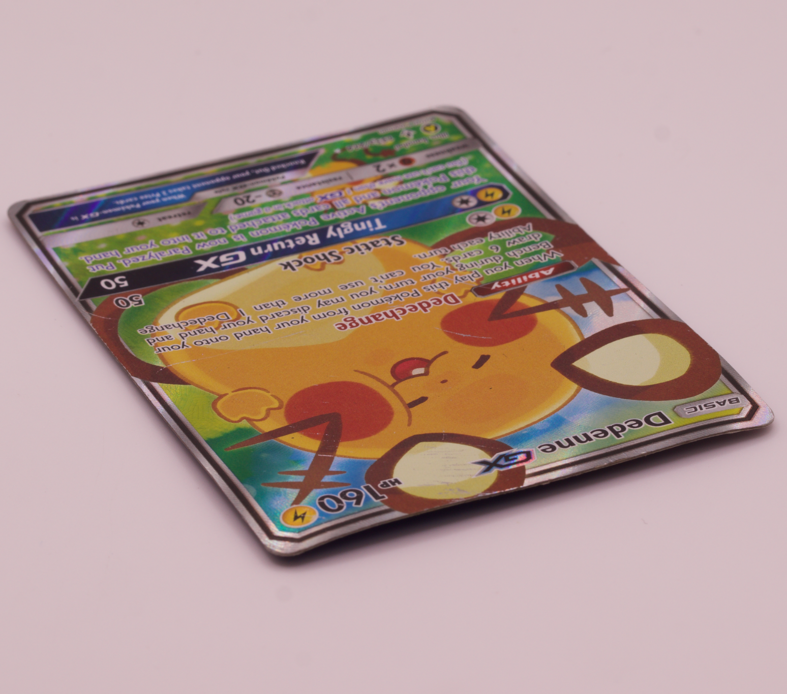 Pokemon Dedenne GX 195a/214 Alt Art Unbroken Bonds Kanahei Heavily Played Damage