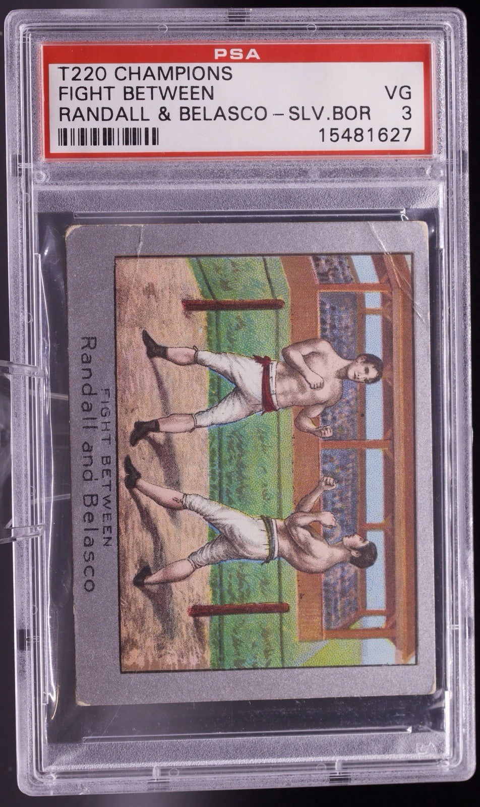 1910 T220 Mecca Silver Border RANDALL & BELASCO Boxing Fight PSA 3 VG - RARE