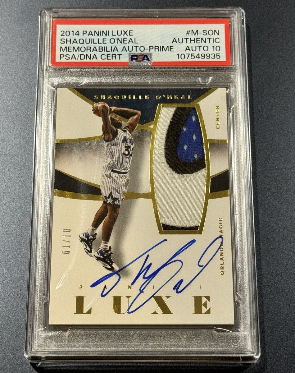 2014 Panini Luxe Shaquille O’Neal Auto Patch 1/10 • PSA DNA 10 • Magic Gold 🔥