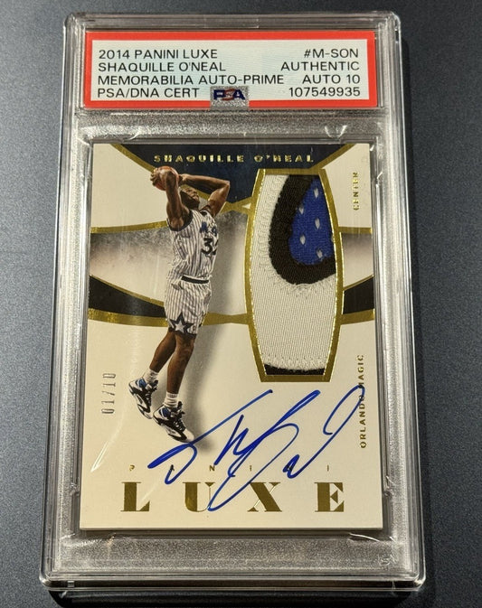 2014 Panini Luxe Shaquille O’Neal Auto Patch 1/10 • PSA DNA 10 • Magic Gold 🔥