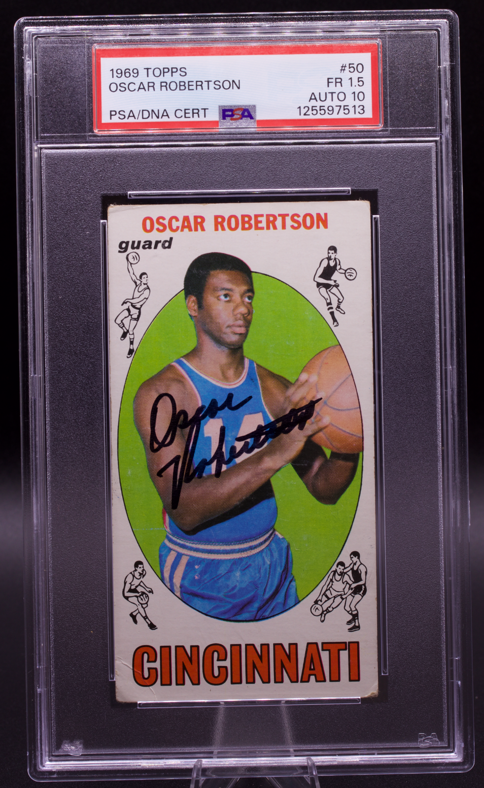 1969 Topps Oscar Robertson #50 PSA 1.5 AUTO 10 Signed Royals Tallboy HOF