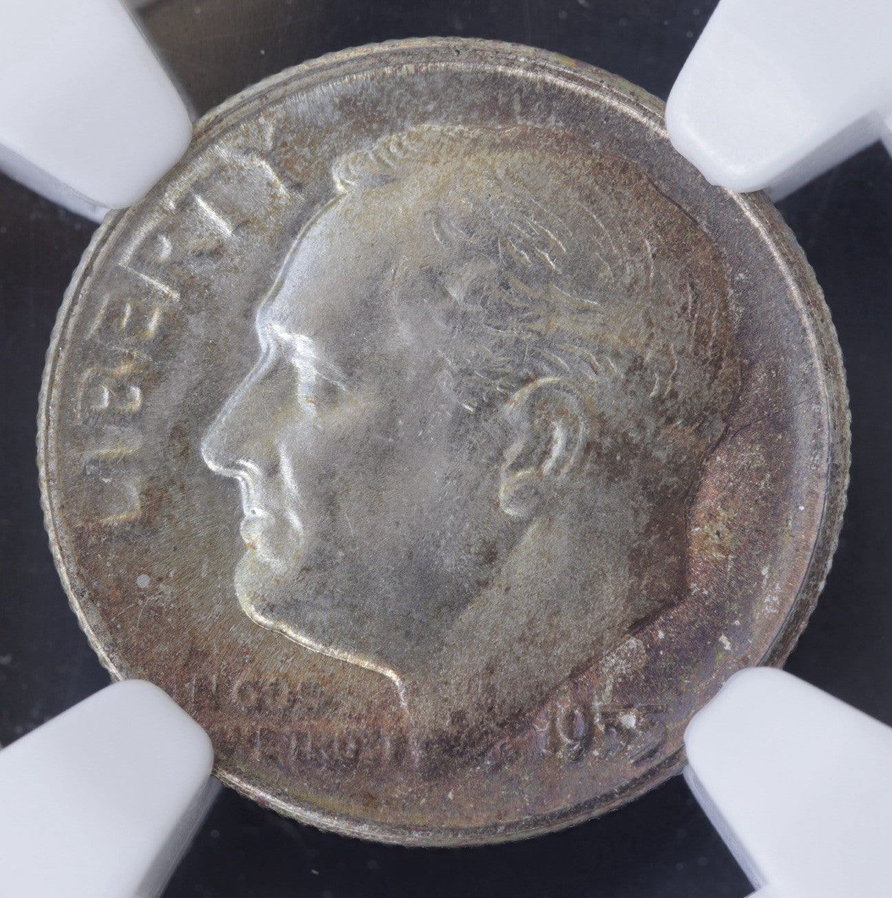 1955-S Roosevelt Dime MS66 NGC • Vibrant Obverse Toning • San Francisco Mint Gem
