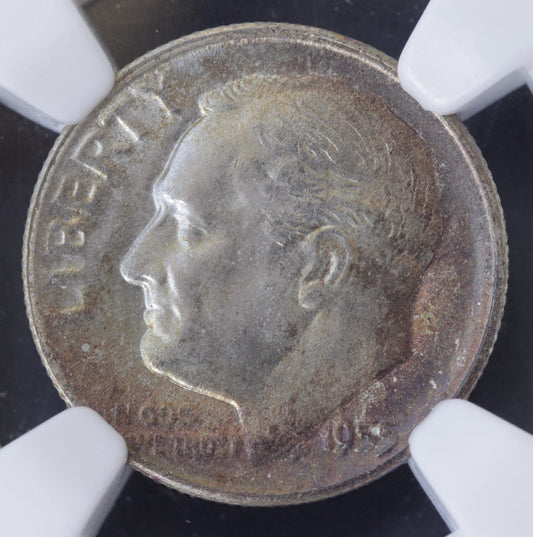 1955-S Roosevelt Dime MS66 NGC • Vibrant Obverse Toning • San Francisco Mint Gem