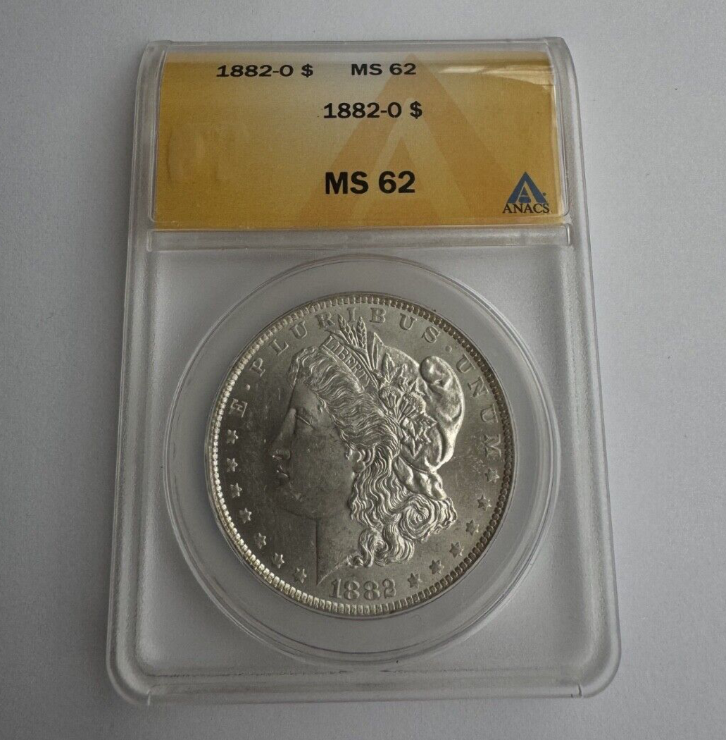 1882-O Morgan Silver Dollar – ANACS Certified MS62 – 90% Silver Coin