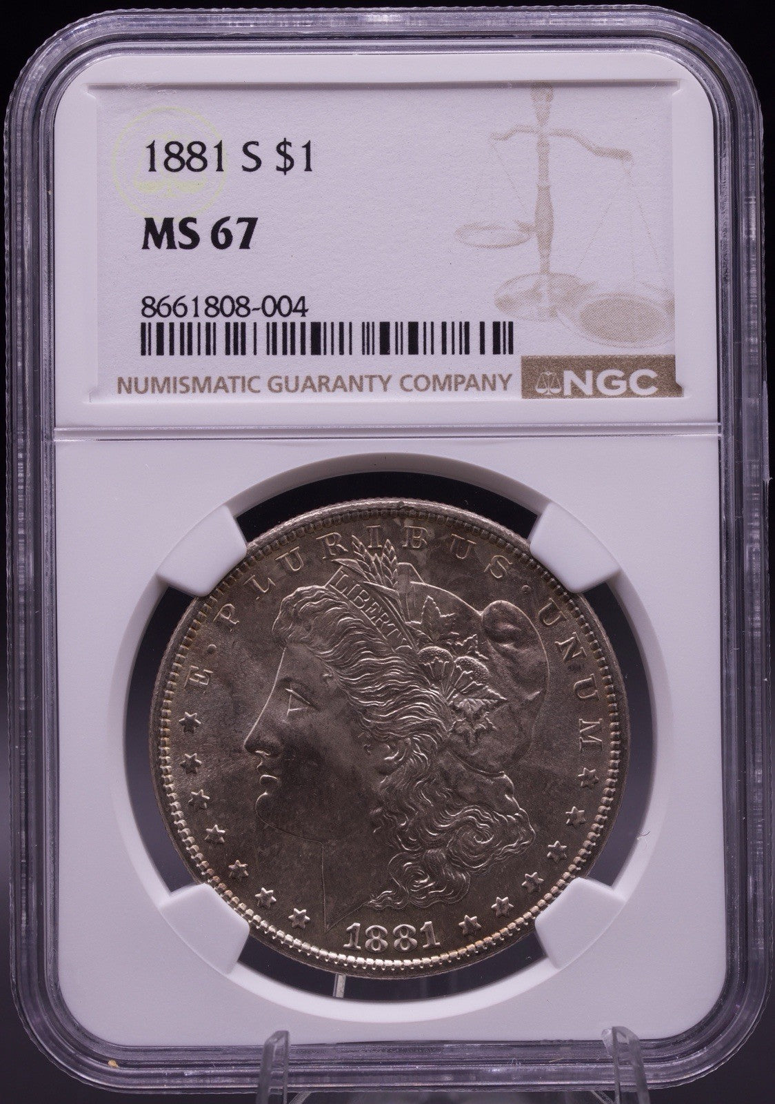 1881-S Morgan Silver Dollar NGC MS67 Gem Golden Toning $1 San Francisco Coin