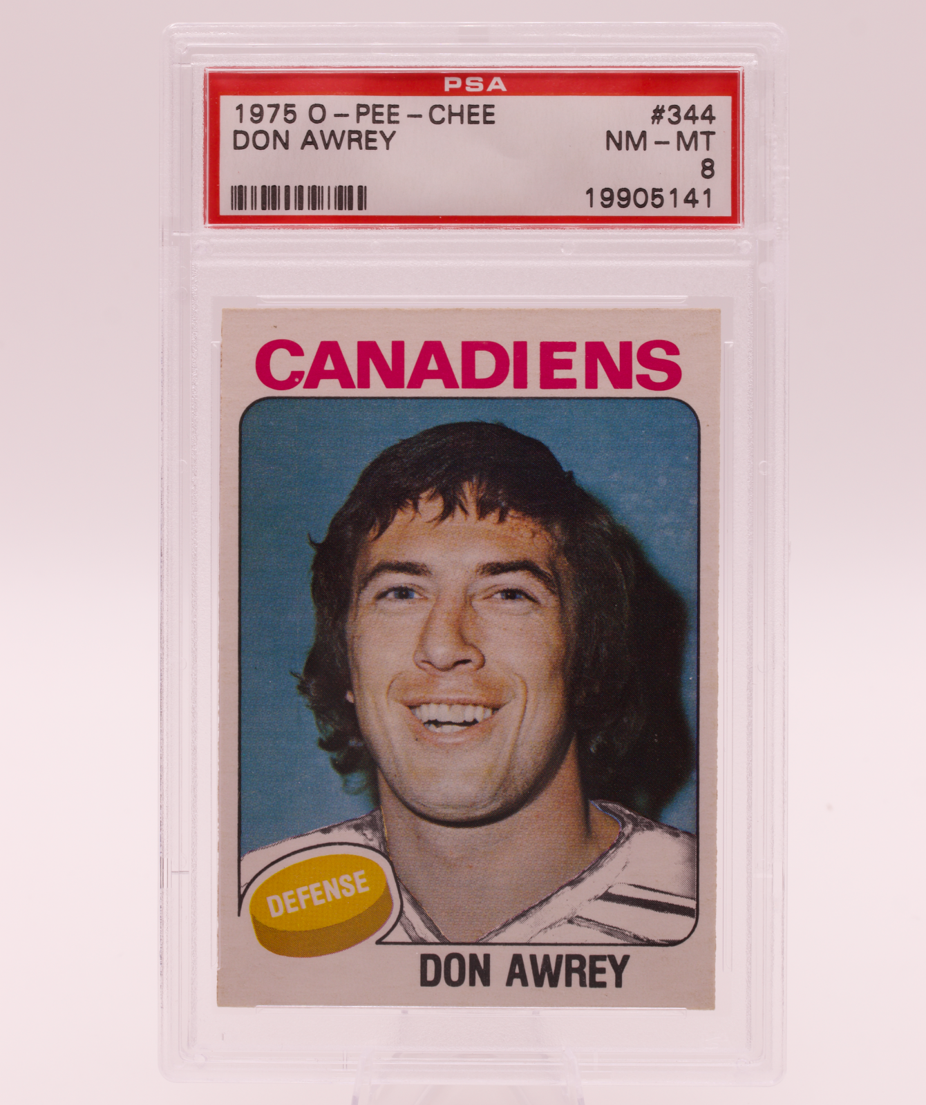 1975 O-Pee-Chee #344 Don Awrey PSA 8 NM-MT Montreal Canadiens Vintage Hockey