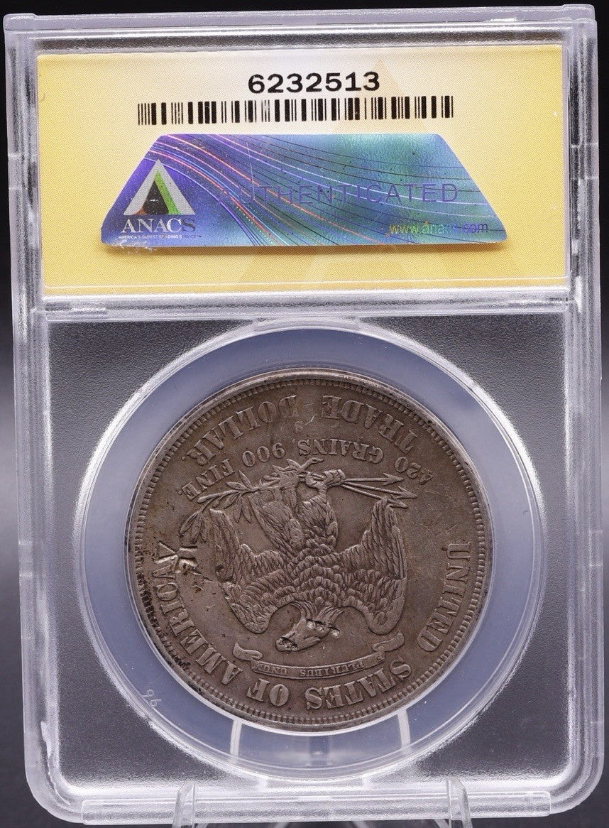 1875-S Trade Dollar ANACS AU58 Details • Chopmarked • Historic Silver TR$