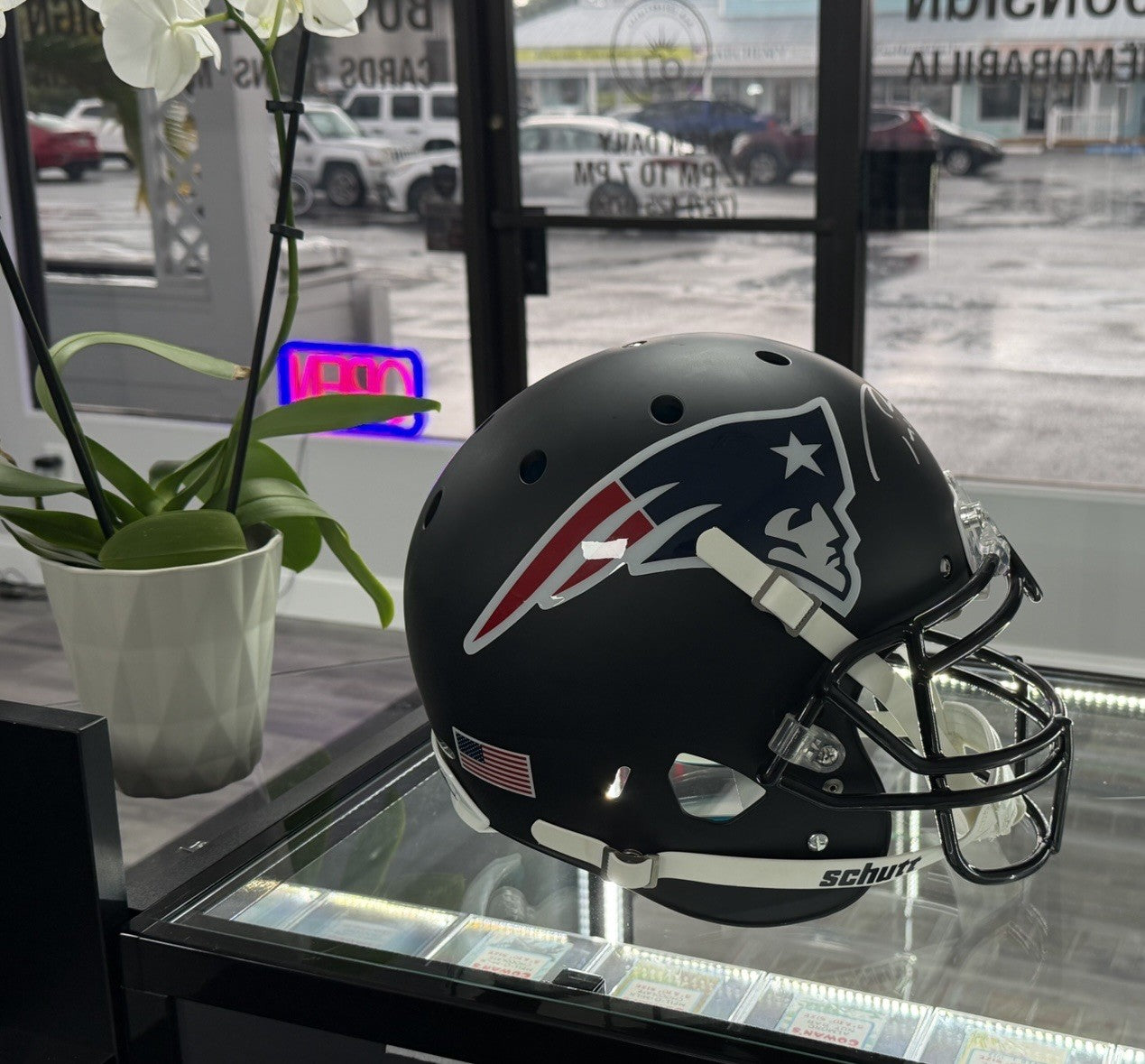 Tom Brady Signed Patriots Matte Black Schutt Full Size Helmet PSA Beckett LOA