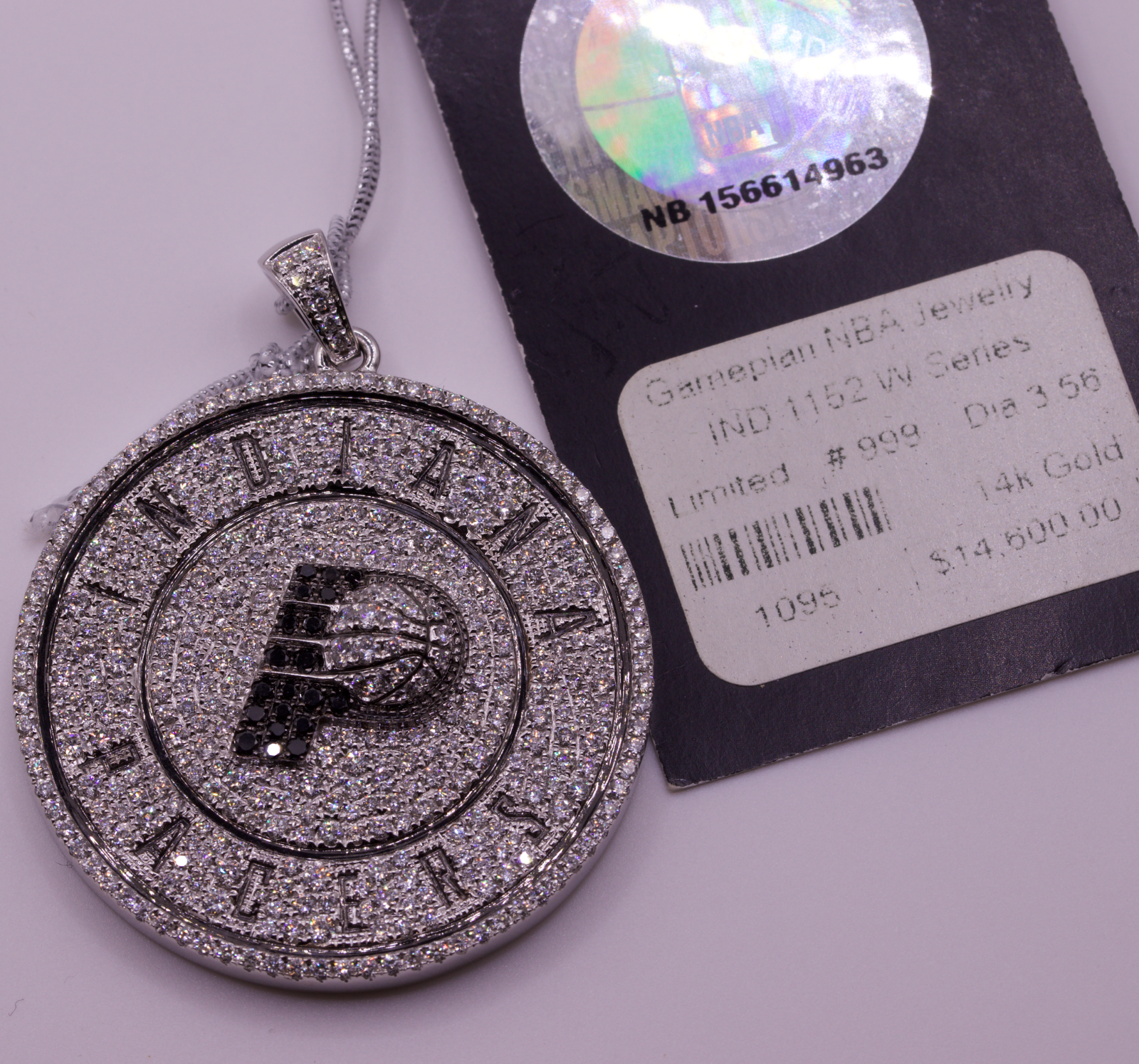 Indiana Pacers NBA Gameplan 14K White Gold Diamond Pendant 3.56ctw