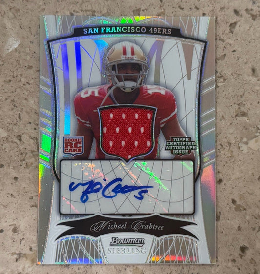 2009 Bowman Sterling Michael Crabtree RC Auto Relic Refractor /25 #175 49ers