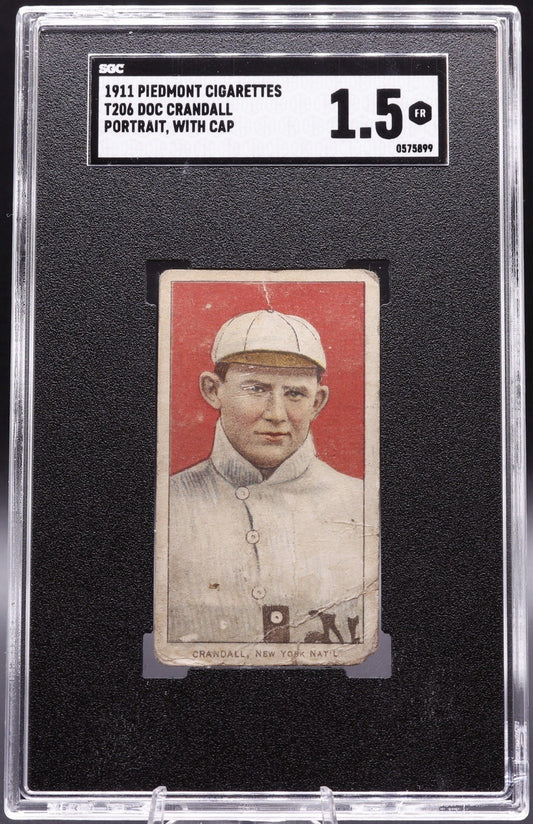 1911 Piedmont Cigarettes T206 Doc Crandall Portrait With Cap SGC 1.5 FR