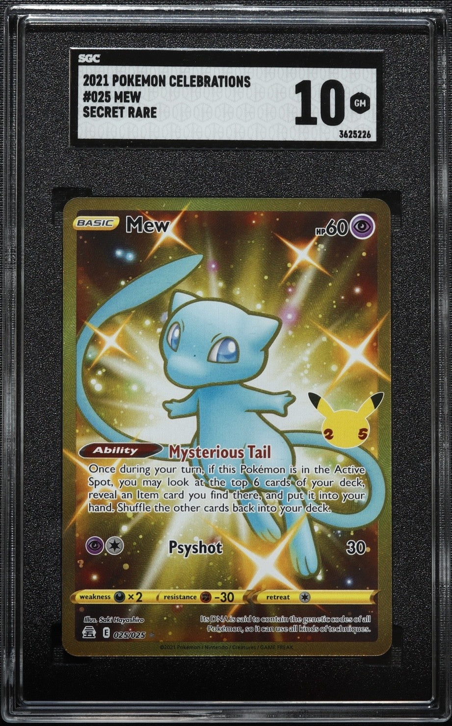 2021 Pokemon Celebrations Mew SECRET RARE SGC 10 GEM MINT SWSH 025/025