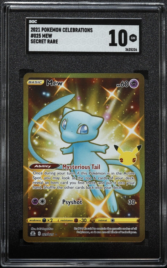 2021 Pokemon Celebrations Mew SECRET RARE SGC 10 GEM MINT SWSH 025/025