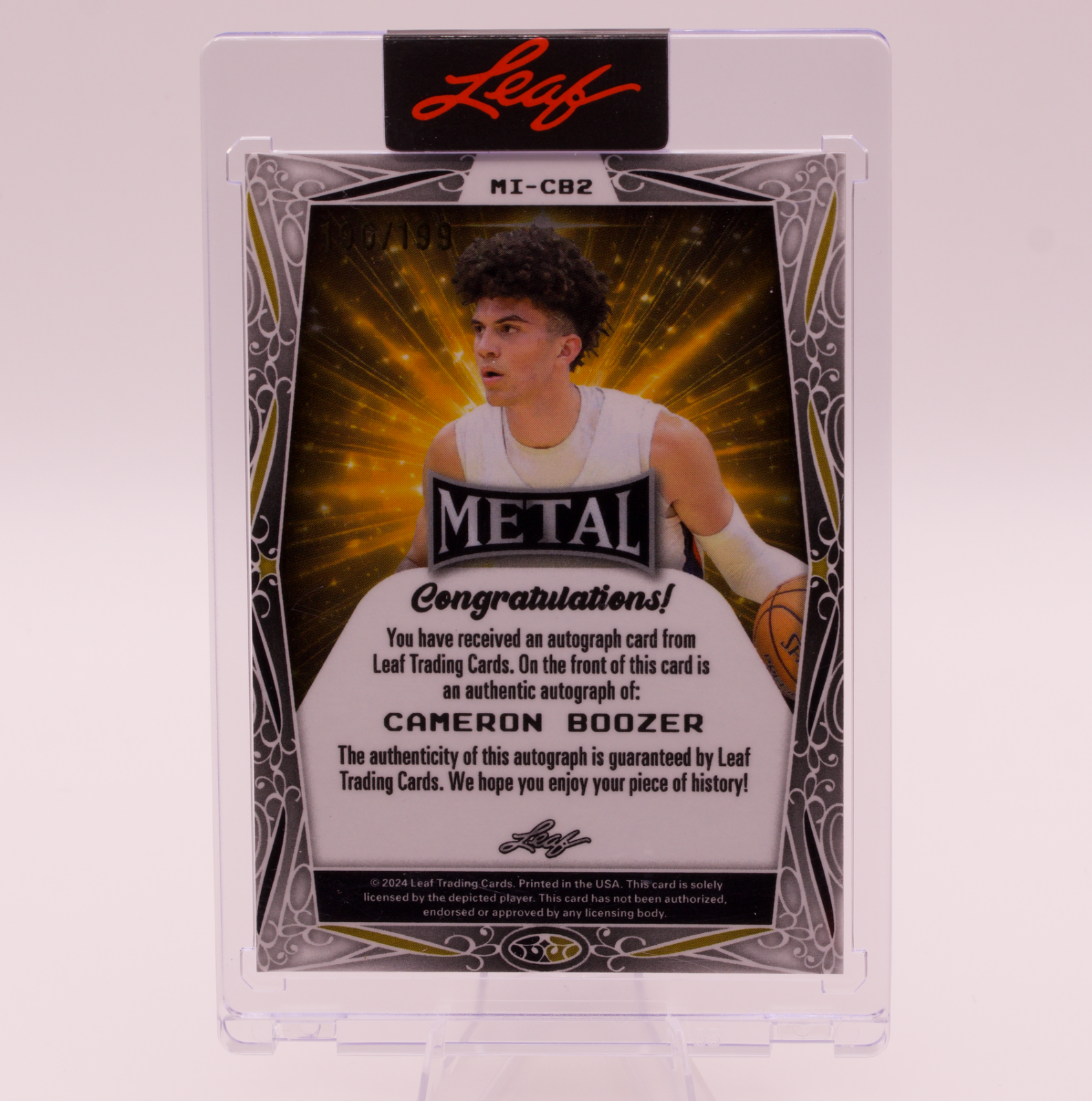 2024 Leaf Metal Cameron Boozer Auto /199 #MI-CB2 X Exclusive Duke Blue Devils