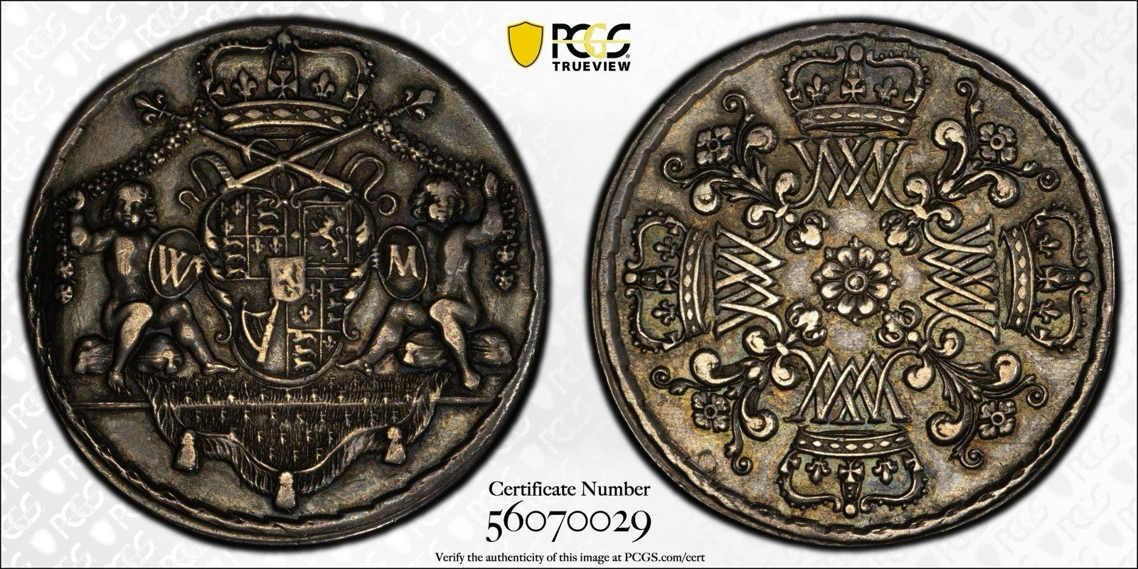 1689 Great Britain Coronation Silver Medal PCGS AU55