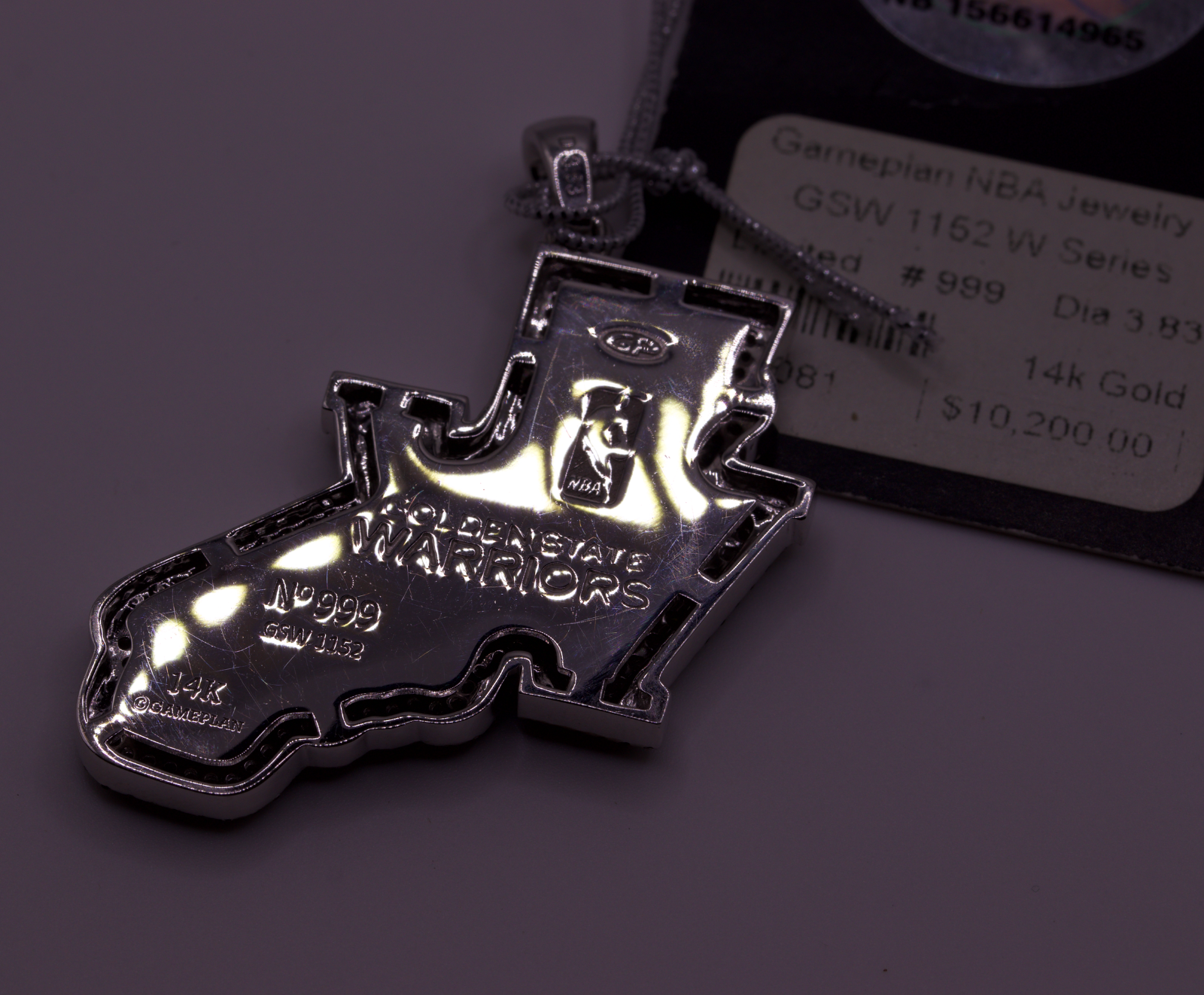 Golden State Warriors 14K Gold Diamond Pendant 3.83ctw MSRP $10,200