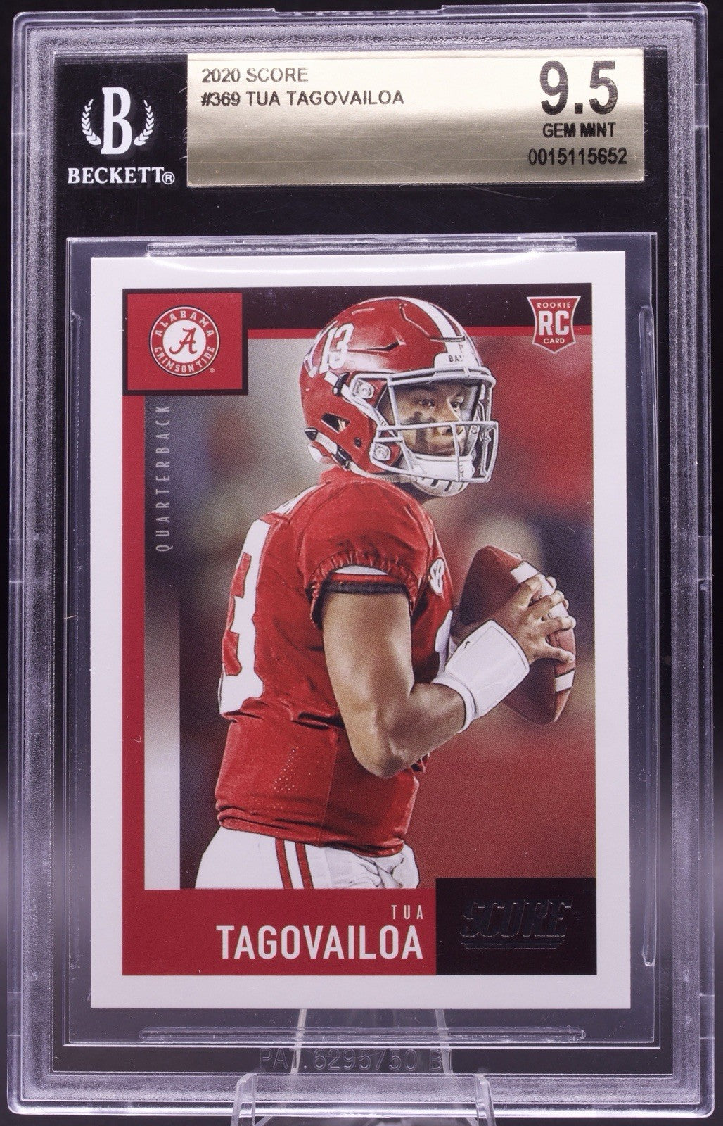 2020 Score Tua Tagovailoa Rookie #369 BGS 9.5 Gem Mint Dolphins RC