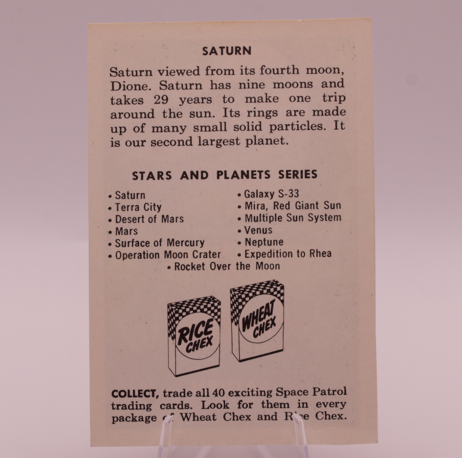 1953 Ralston Purina Space Patrol Saturn F280-3 Chex Cereal Card Stars Planets