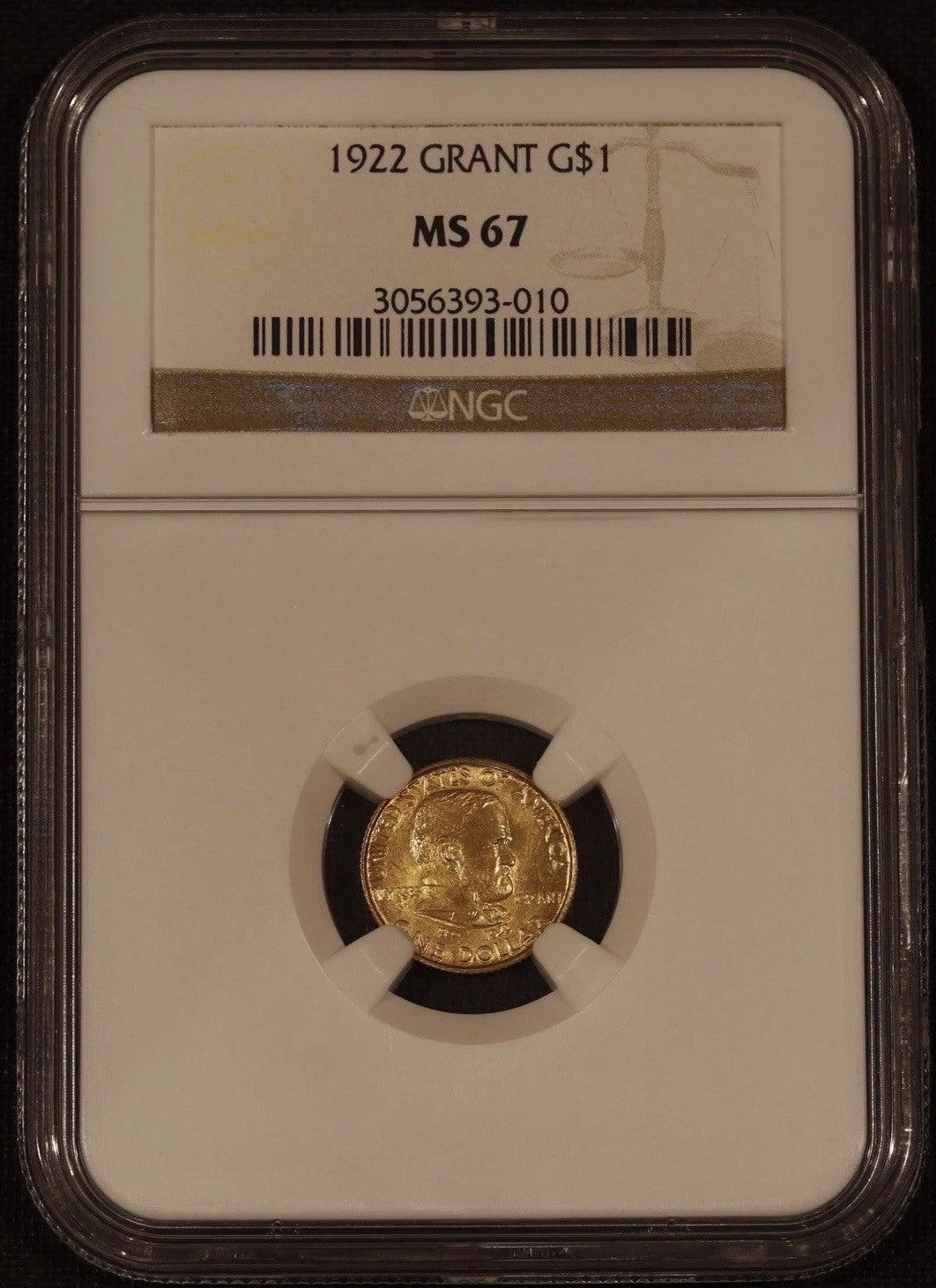 1922 US Ulysses S. Grant Gold Commemorative G$1 NGC MS67 Certified Gold Dollar