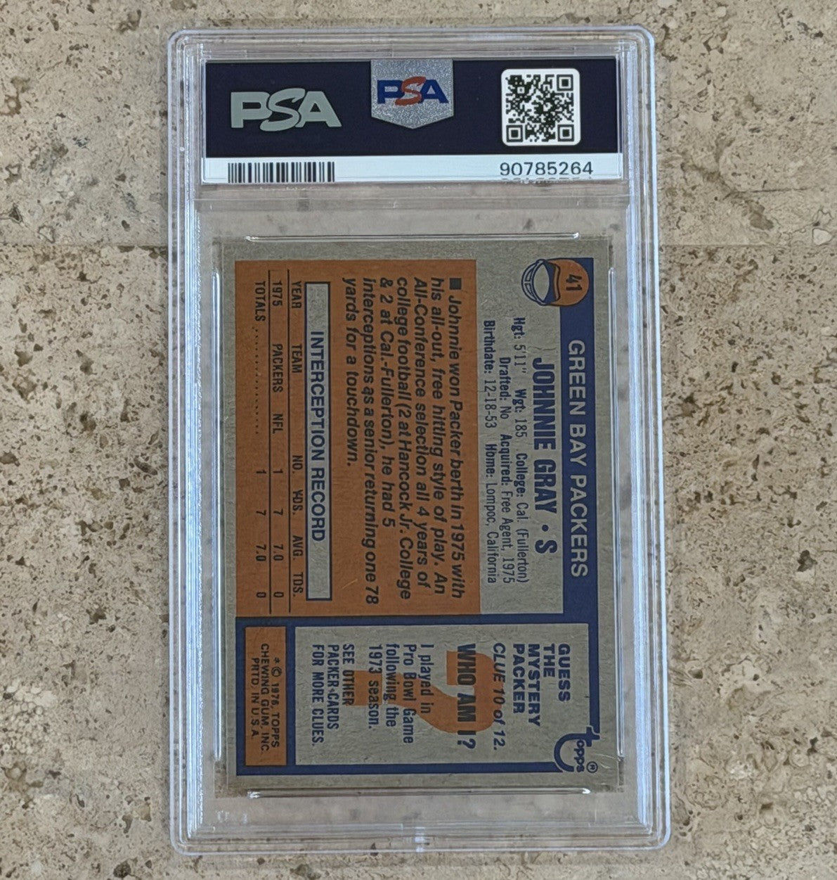 1976 Topps #41 Johnnie Gray PSA 9 MINT Green Bay Packers Safety Football Card