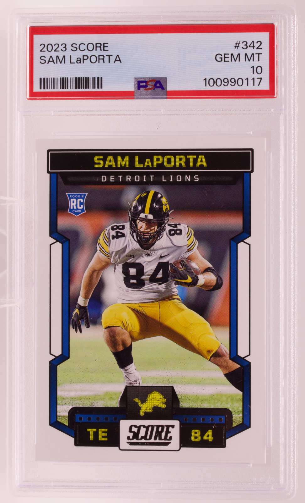 2023 Panini Score Sam LaPorta Rookie RC #342 PSA 10 GEM MINT Detroit Lions