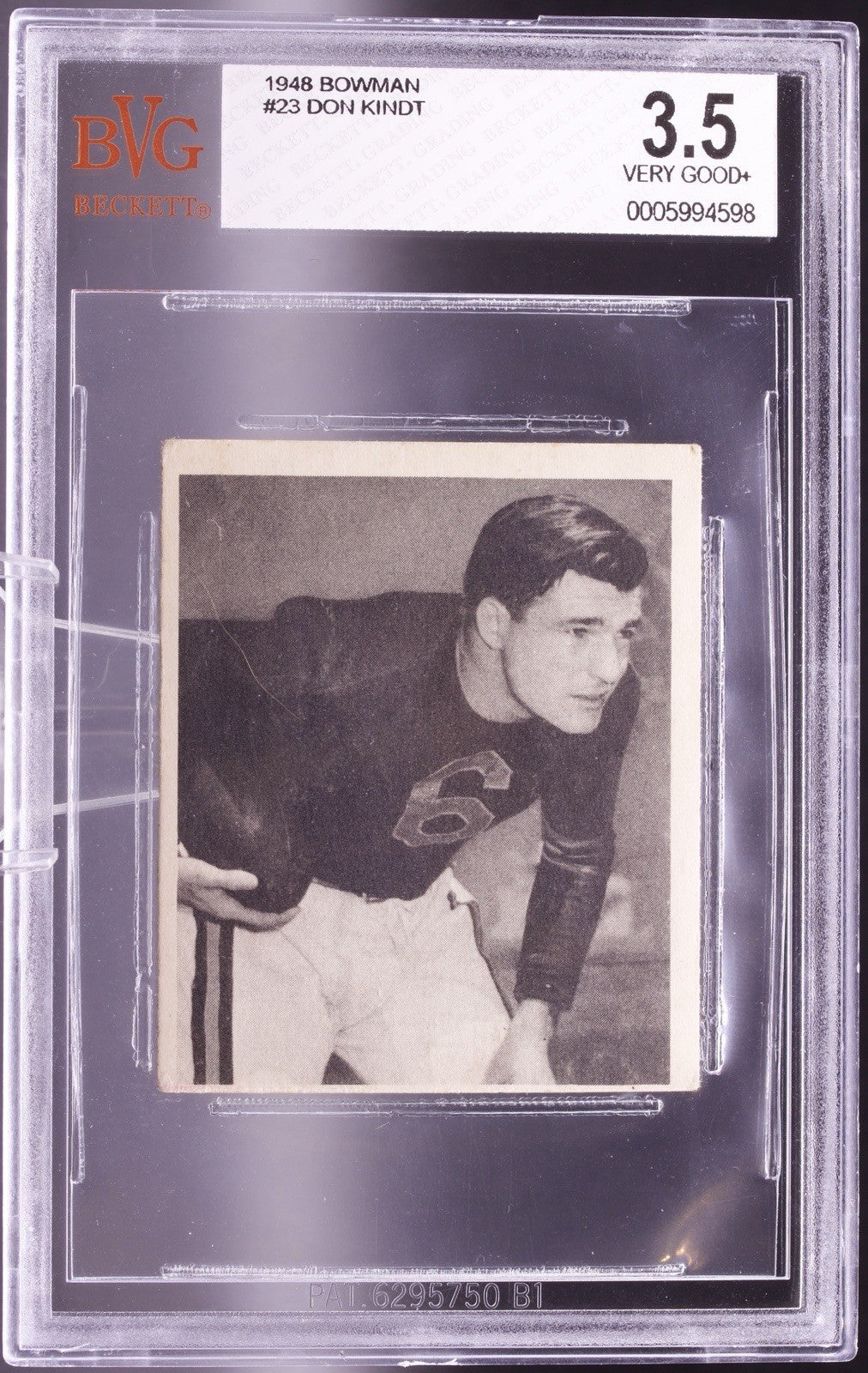 1948 Bowman Football #23 Don Kindt Rookie RC BVG 3.5 VG+ Chicago Bears Vintage