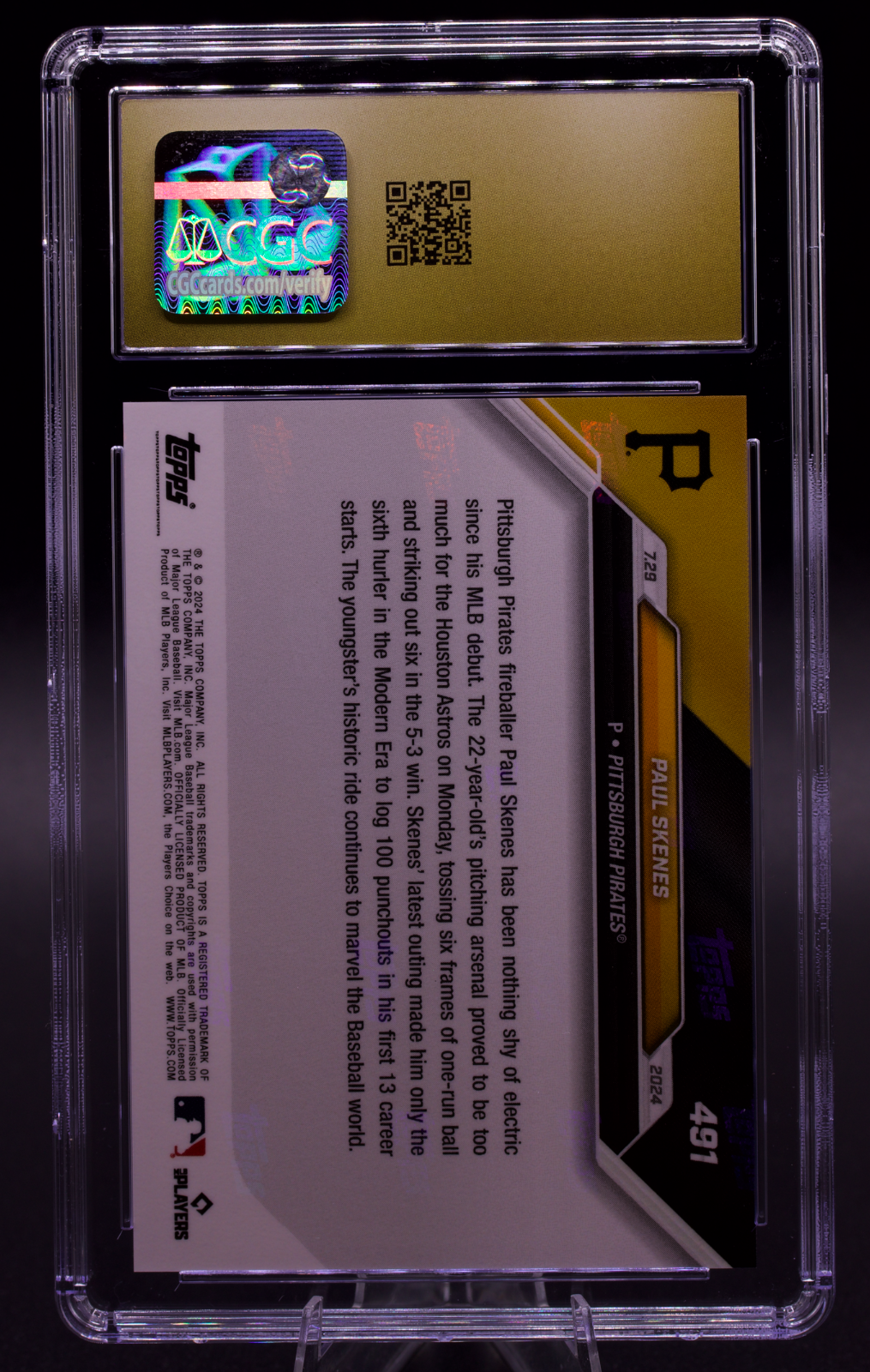 2024 Topps Now Paul Skenes #491 Rookie CGC Pristine 10 Black Label RC