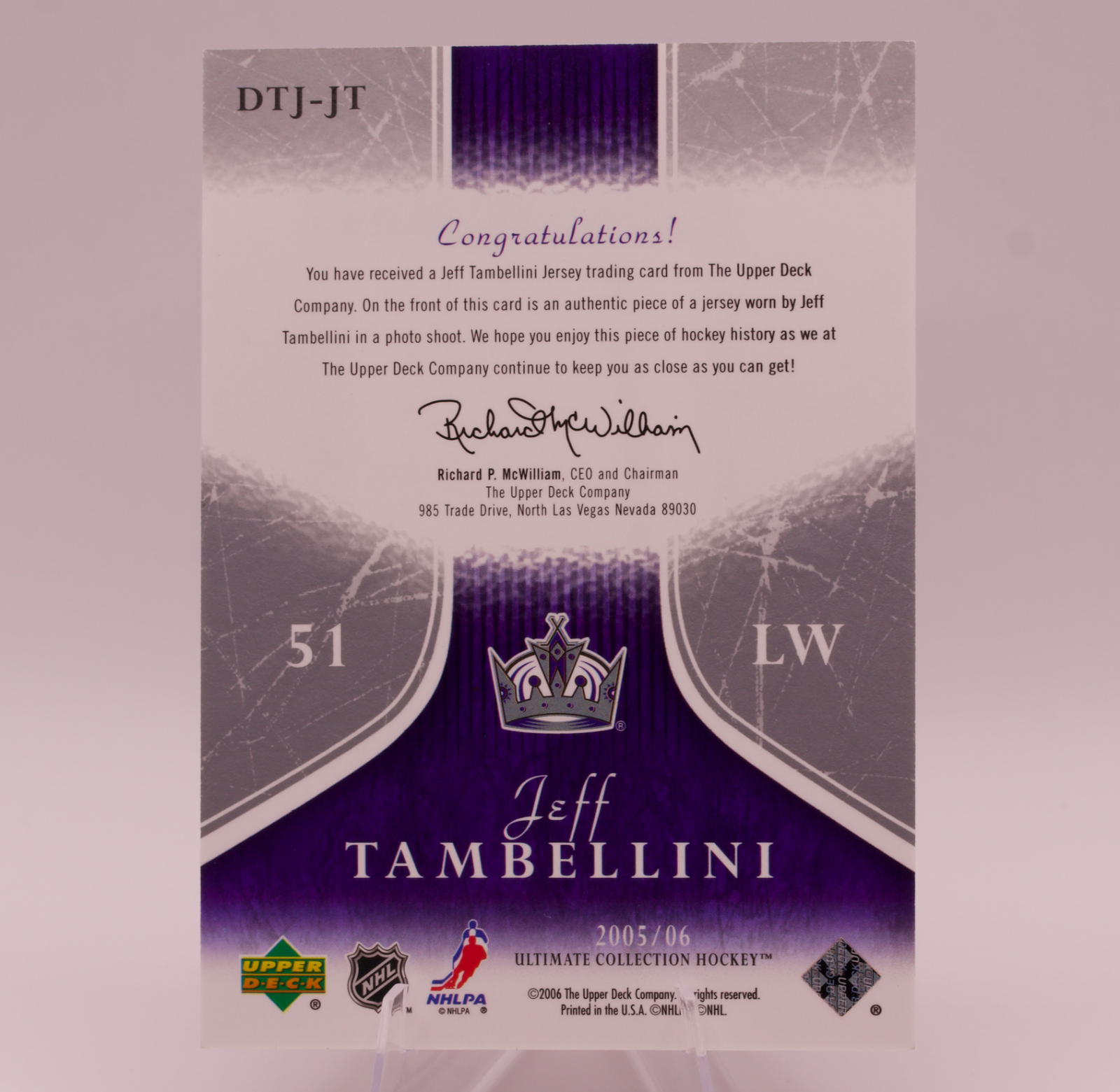 2005-06 Upper Deck Ultimate Collection Jeff Tambellini Debut Threads Jersey /250